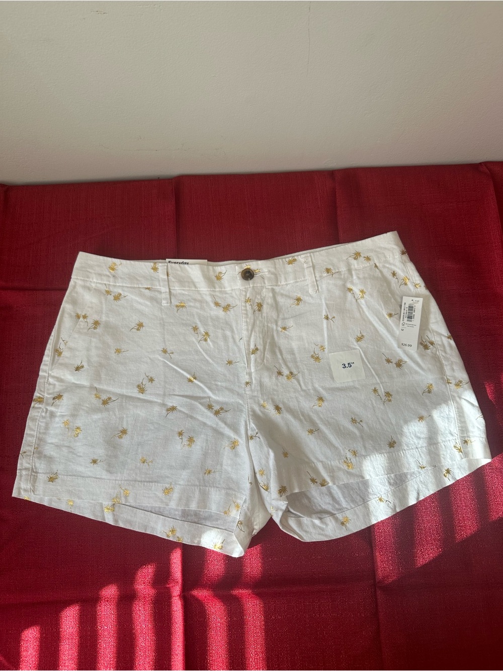 NWT Old Navy Linen Gold Palm Shorts 12